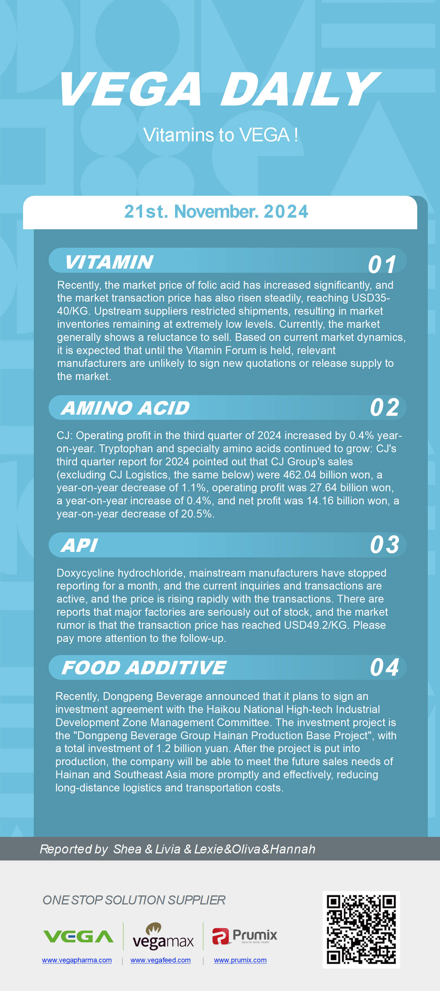 Vega Daily Dated on Nov 21st 2024 Vitamin Amino Acid APl Food Additives.png